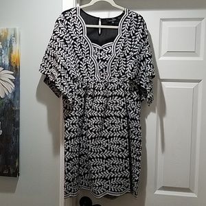 Black and white embroidered dress
